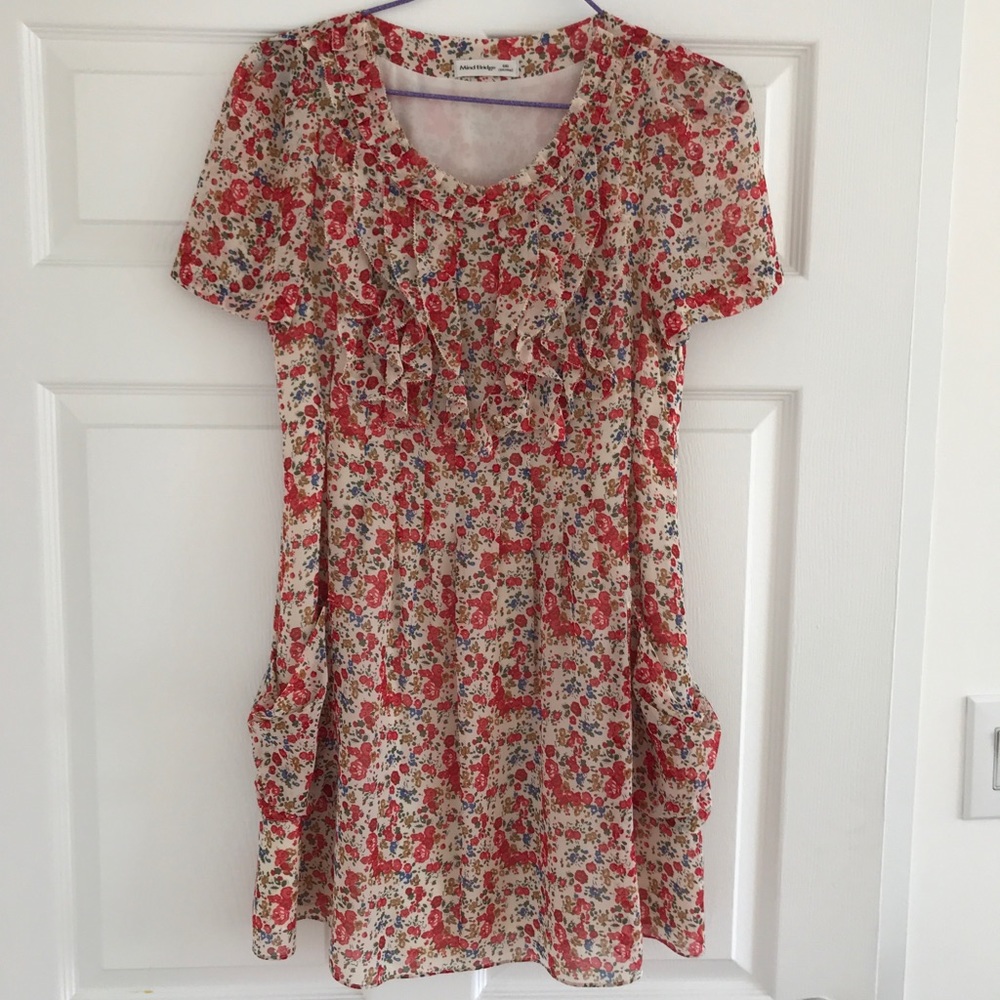 Chiffon shirt dress with pockets